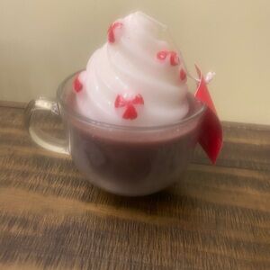 Festive Hot Cocoa with Peppermint Candle in Glass Mug